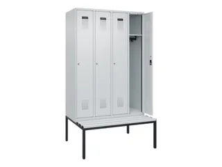 locker met bank,HxBxD 2120x1200x815mm,4vak,vak B 300mm,cilinderslot - 1