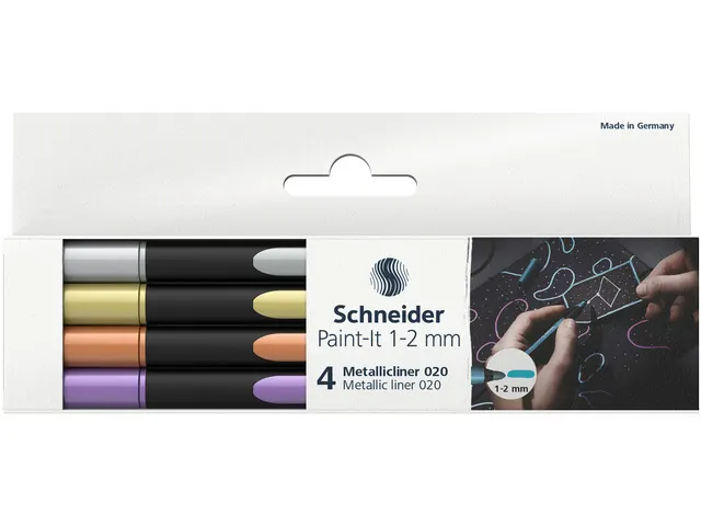 Metallic liner Schneider Paint-It 020 1-2mm etui 4st. (metallic zilver