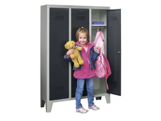 lockerkast v. kinderen,HxBxD 1300x780x300mm,3vak,RAL7035,front RAL7016 - 2