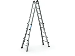 échelle télescopique polyvalente 4x5 échelons lisse L 5 29m nature