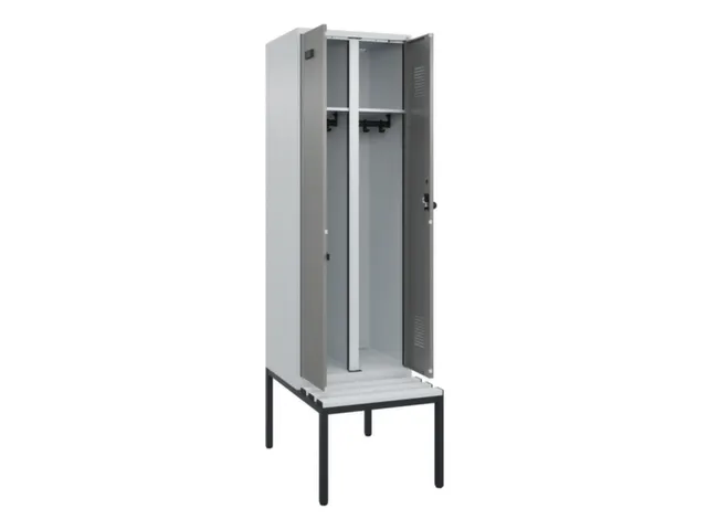 locker met bank,voor scheiding van kleding,HxBxD 2120x600x815mm,2vak
