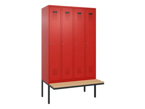 locker met bank,voor scheiding van kleding,HxBxD 2120x1200x815mm,4vak