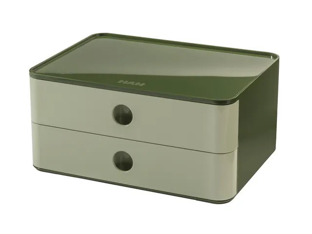Smart-box Han Allison 2 tiroirs Blanc Vert clair Empilable