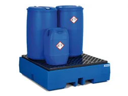 PE-opvangbak,v. 4x200l vat,opvangvol. 405l,HxBxD 350x1300x1300mm