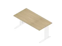 bureau,HxBxD 730x1600x800mm,blad eiken,C-voet wit