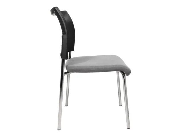 Chaise visiteur Assise tissu gris clair Dos maille noir