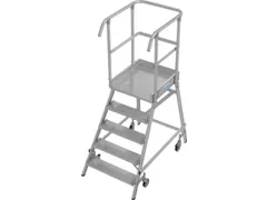 bordestrap,verrijdbaar,bordes H 1,2m,5treden,aluminium,4zwenkwielen