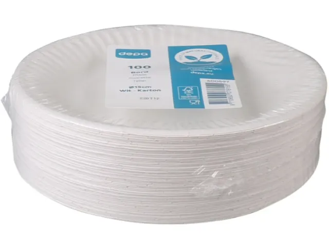 Bord Rond 1-vaks Karton 15cm Wit doos 20x100st