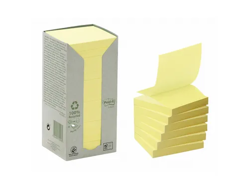 Memoblok Post-it Z-Note R330-1T 76x76mm recycled geel 16 stuks
