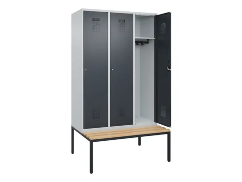 locker met bank,HxBxD 2120x1200x815mm,3vak,vak B 400mm,cilinderslot