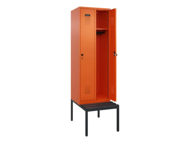 locker met bank,HxBxD 2120x600x815mm,2vak,vak B 300mm,draaigrendel
