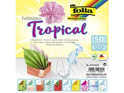 Vouwblaadjes Folia 80gr 15x15cm 50 vel 2-zijdig 10 tropical designs