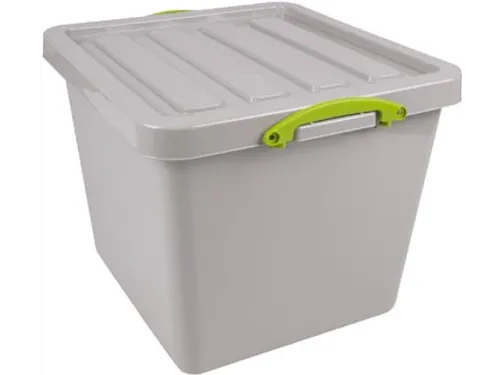 Recycled opbergdoos 60 liter Grijs Stapelbaar