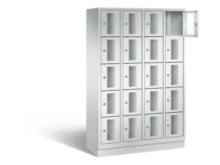 Lockerkast 1800x1190x500mm 4x5 vakken Cilinderslot, Sokkel, RAL7035 - 1