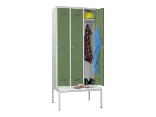 locker met bank,HxBxD 2150x900x500mm,3vak,RAL7035,front RAL6011 - 1