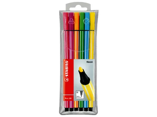 Viltstift Stabilo 68 Etui Fluor 6Stuks Assorti