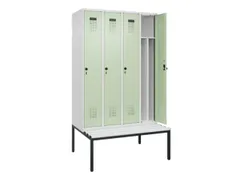 locker met bank,voor scheiding van kleding,HxBxD 2120x1200x815mm,4vak