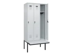 locker met bank,HxBxD 2120x900x815mm,3vak,vak B 300mm,draaigrendel
