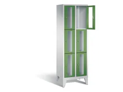 lockerkast 1850x610x500mm 2x3 vakken Cilinderslot Poten, RAL6011