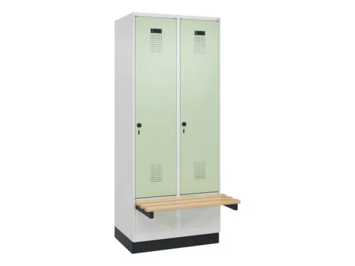 locker met bank,HxBxD 1950x800x815mm,2vak,vak B 400mm,draaigrendel