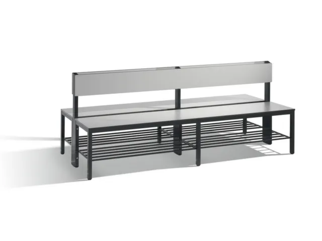 omkleedbank,HxLxD 796x2000x760mm,HPL zilvergrijs,frame staal RAL7021