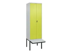 PBM-locker met bank,HxBxD 2120x600x815mm,2vak,vak B 300mm,draaigrendel