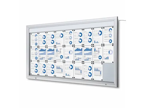 Outdoor mededelingenbord 27x A4 met logopaneel LED verlicht