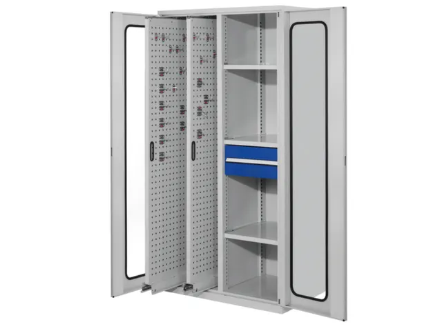 verticale kast,HxBxD 1950x1000x600mm,vensterdeur,RAL5010