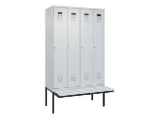 locker met bank,HxBxD 2120x1200x815mm,4vak,vak B 300mm,cilinderslot - 2