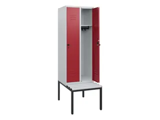 locker met bank,HxBxD 1950x600x815mm,2vak,vak B 300mm,draaigrendel - 2