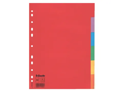 Tabbladen Esselte A4 11-gaats Karton 6-delig Blanco Tabs Kleur