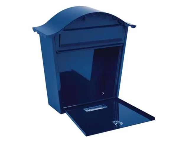 Brievenbus Paris Blauw met naamplaatje incl. 2 sleutels 37x36.5x13.2cm