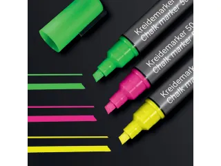Krijtstift Sigel set 3kleuren; roze, groen en geel wig punt 1-5 mm - 3