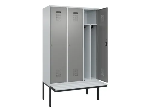 locker met bank,voor scheiding van kleding,HxBxD 2120x1200x815mm,3vak