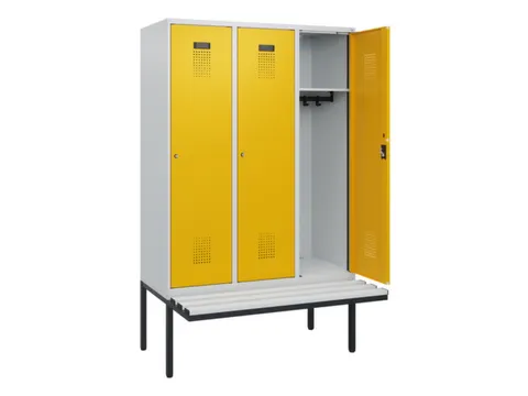 locker met bank,HxBxD 1950x1200x815mm,3vak,vak B 400mm,cilinderslot