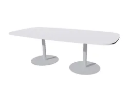 Linesto vergadertafel 240x120 deens ovaal krijtwit 25mm alu