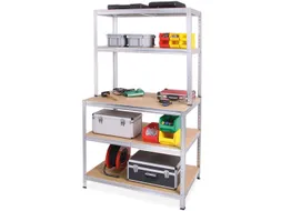 montagetafel,HxBxD 900x900x600mm,blad hout,4voeten verzinkt,4legborden