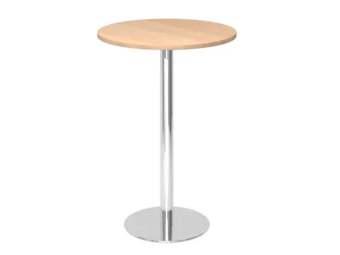 statafel,HxØ 1116x800mm,rond,schotelvoet chroom,ronde buis,blad eiken