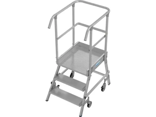 bordestrap,verrijdbaar,bordes H 0,75m,3treden,aluminium,4zwenkwielen