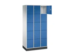 lockerkast,RAL 7035/RAL 5010,HxBxD 1950x920x500mm,3x5vakken,cil.-slot