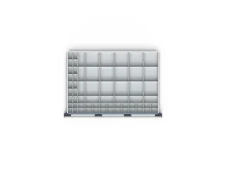 set inzetbakken,64bakken,v. front H 100mm,BxD 1050x650mm,kunststof - 1