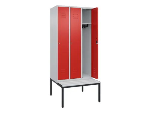 locker met bank,HxBxD 2120x900x815mm,3vak,vak B 300mm,cil.-slot