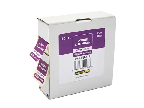 Voedseletiketten 86x33x89mm Zonder Allergenen Dispenser 500 stuks