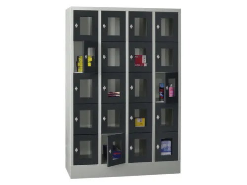 lockerkast,HxBxD 1850x1200x500mm,4x5vakken,RAL7035,front RAL7016
