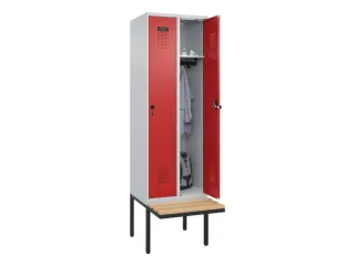 locker met bank,HxBxD 2120x600x815mm,2vak,vak B 300mm,draaigrendel - 1