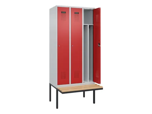 locker met bank,voor scheiding van kleding,HxBxD 2120x900x815mm,3vak