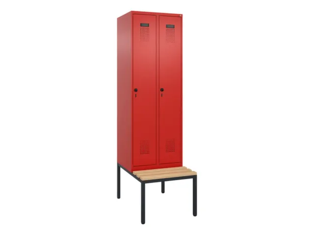 locker met bank,voor scheiding van kleding,HxBxD 2120x600x815mm,2vak