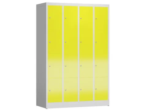 Lockerkast 1800x1185x500mm 4x4 vakken cilinderslot, sokkel, RAL1018