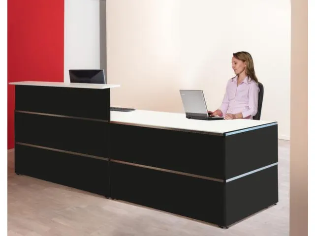 Balie Compleet 2700x1015mm Recht Front Antraciet Bladen Wit