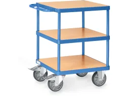 Tafelwagen 2416 500kg 600x600mm 3 etages hout RAL5007